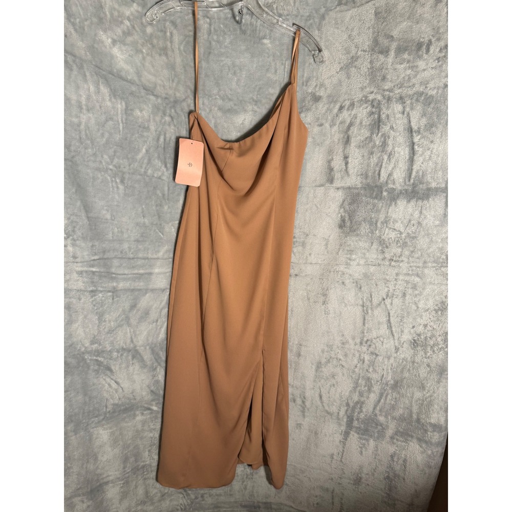 BHLDN Tan Open Back one shoulder Dress Size 6 Wedding Guest Bridesmaid New